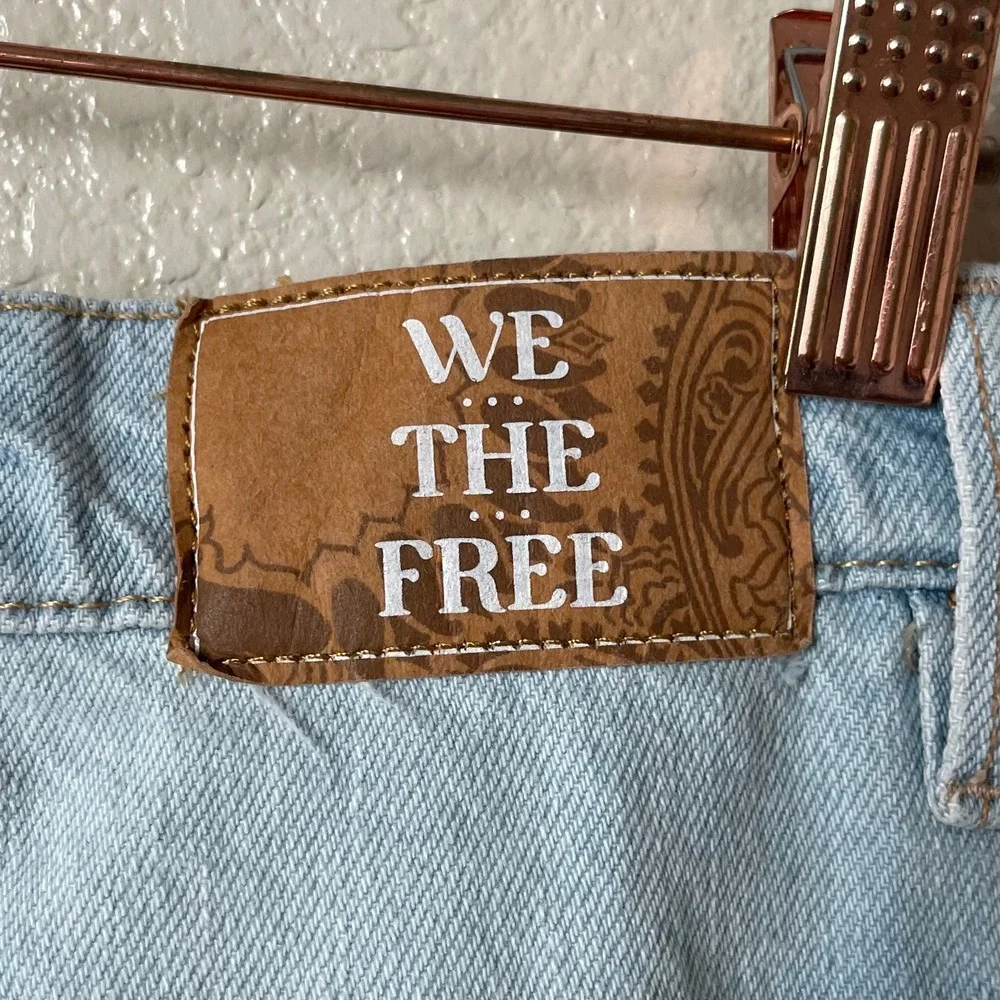 Free People Jeans 26S Tinsley Baggy Distressed Wide Leg Denim Cotton We The Free